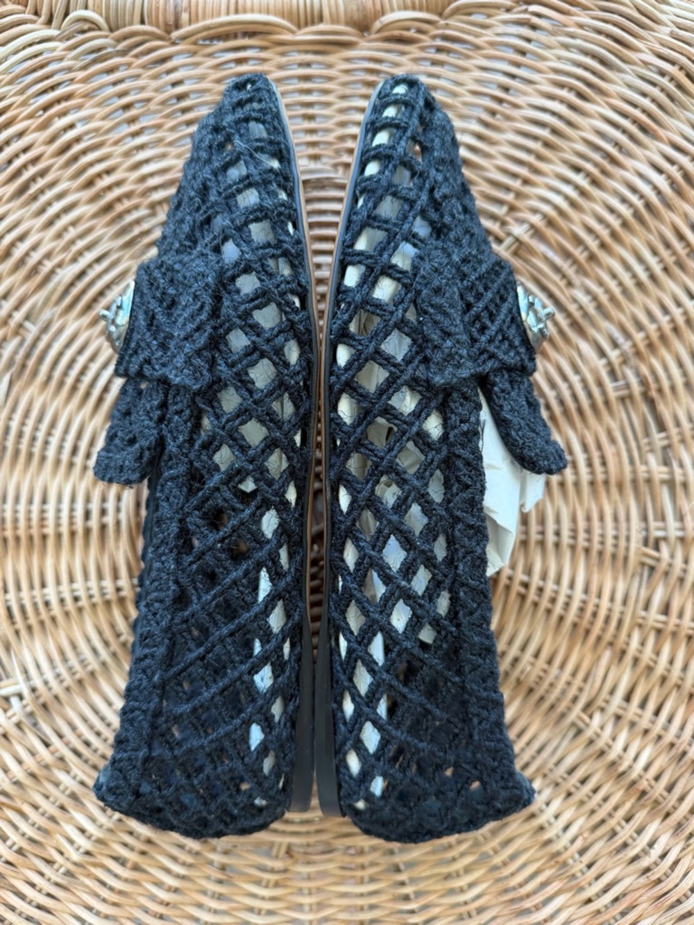 NEW wt tags & box CHANEL Black Crochet Loafers wt Heart interlocking - size 37,5 - Picture 13 of 16
